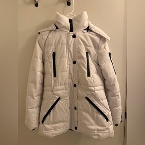 Guess - White Quilted Jacket with Black Accents